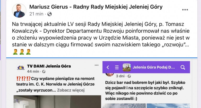 Zdjęcie : zrzut ekranu Jelenia Góra Podaj Dalej