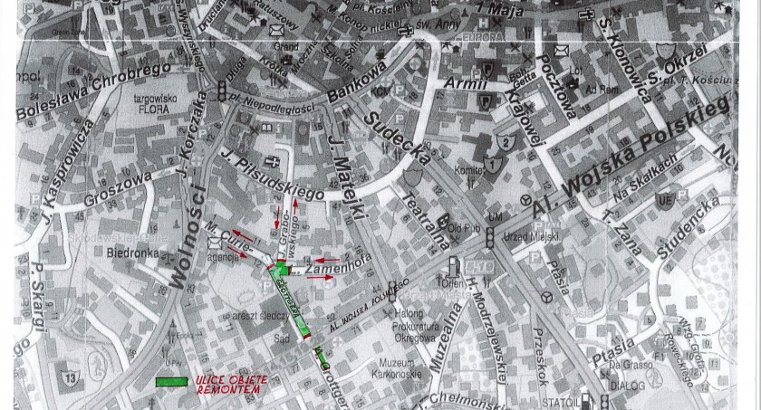 Zdjęcie: Mapka obszaru objętego remontem