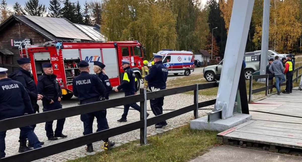 Komunikaty policji, Zamach kolejkę linową Szklarskiej Porębie Ćwiczenia służb ratunkowych - zdjęcie, fotografia
