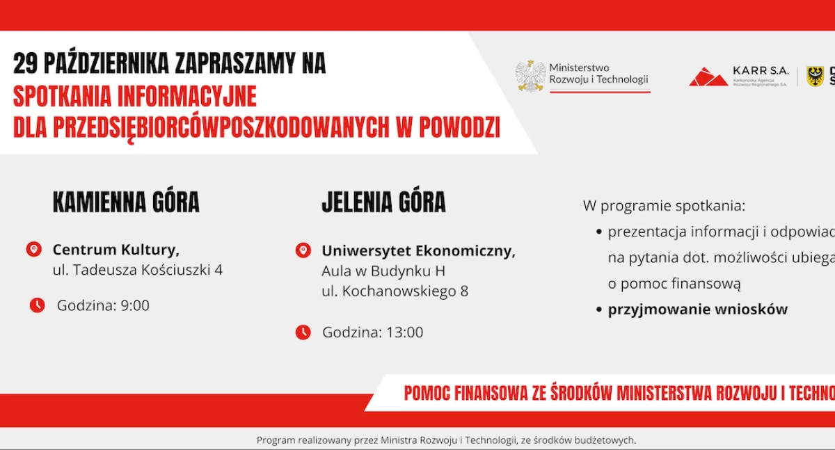 Ważne komunikaty, Spotkania przedsiębiorców poszkodowanych powodzi - zdjęcie, fotografia
