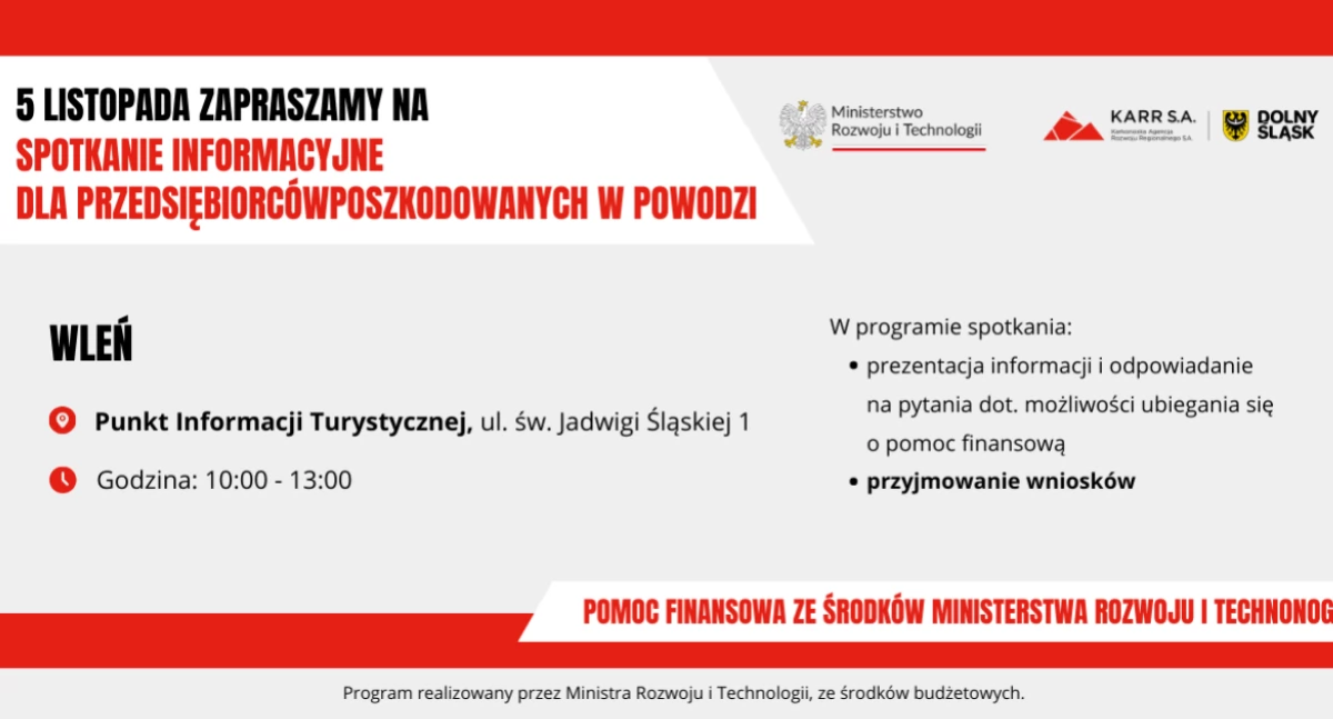 Ważne komunikaty, Wleń zaprasza przedsiębiorców poszkodowanych powodzi spotkanie - zdjęcie, fotografia