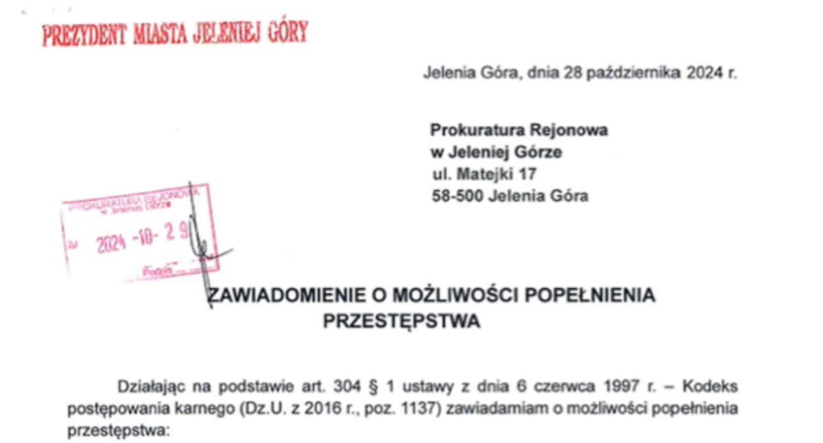 Ważne komunikaty, Prezydent wystąpił zawiadomieniem Prokuratury - zdjęcie, fotografia