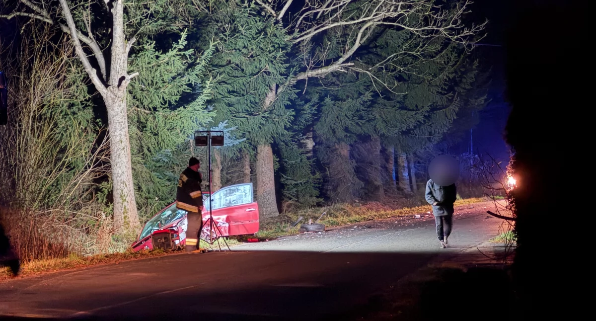 Wypadki drogowe, Wypadek Wojcieszycach Droga zablokowana - zdjęcie, fotografia