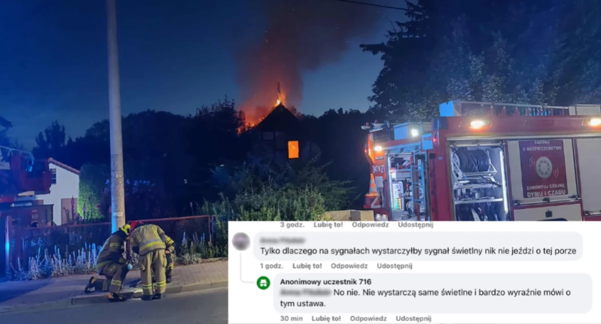 Absurdy, Straż pożarna nocą sygnałach Mieszkanka konieczne - zdjęcie, fotografia