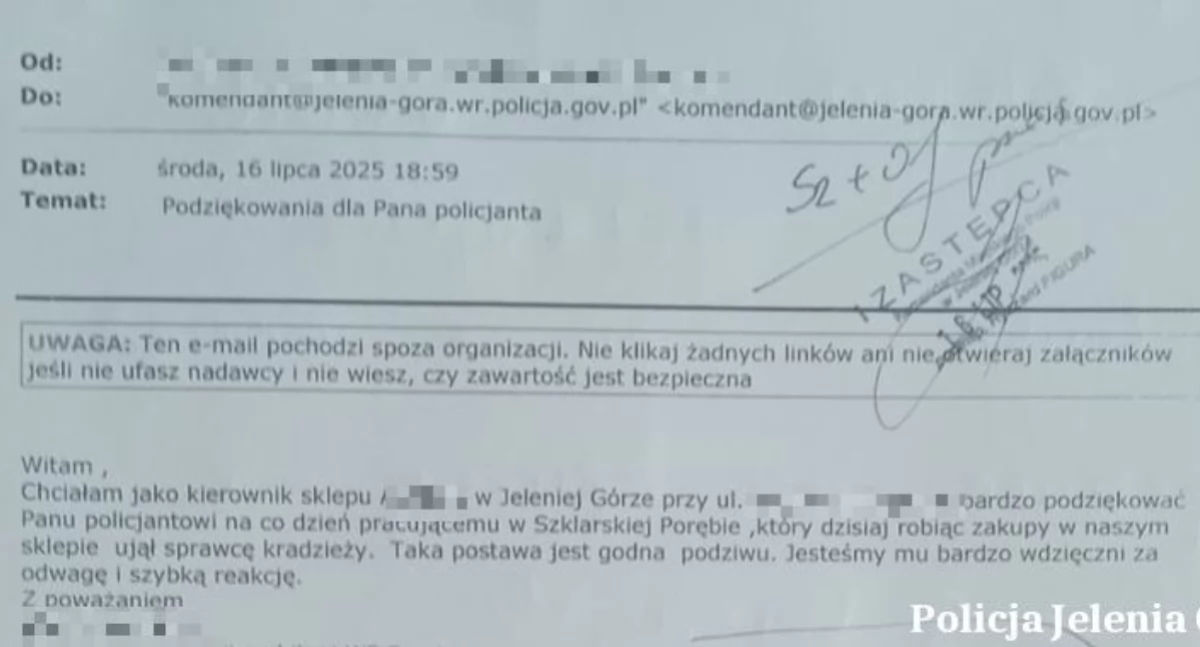 Bezpieczeństwo, Policjant Szklarskiej Poręby zatrzymał złodzieja podczas wolnego - zdjęcie, fotografia