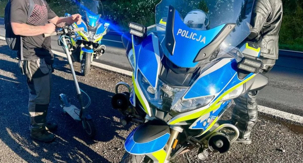 Interwencje, Jechał hulajnogą drodze krajowej Zareagowała drogówka - zdjęcie, fotografia