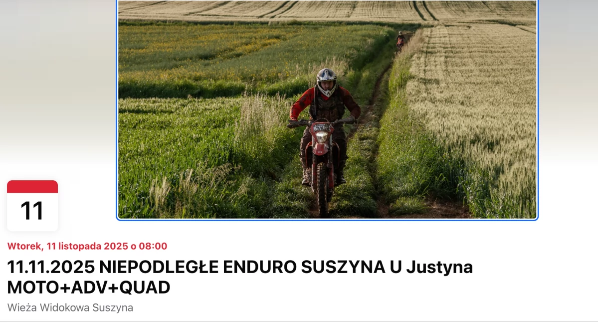 Wydarzenia, Niepodległe Enduro Wyjątkowe zawody Suszynie - zdjęcie, fotografia