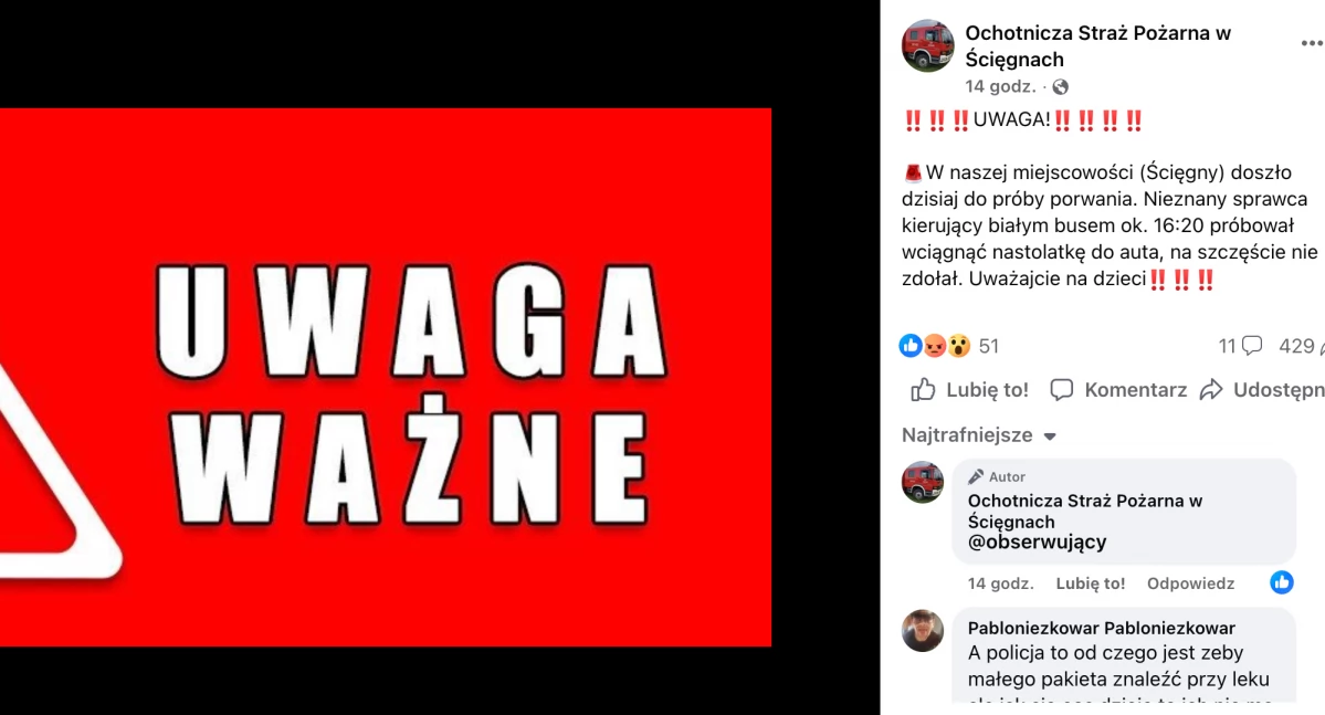 fot. zrzut ekranu (OSP Ścięgny)