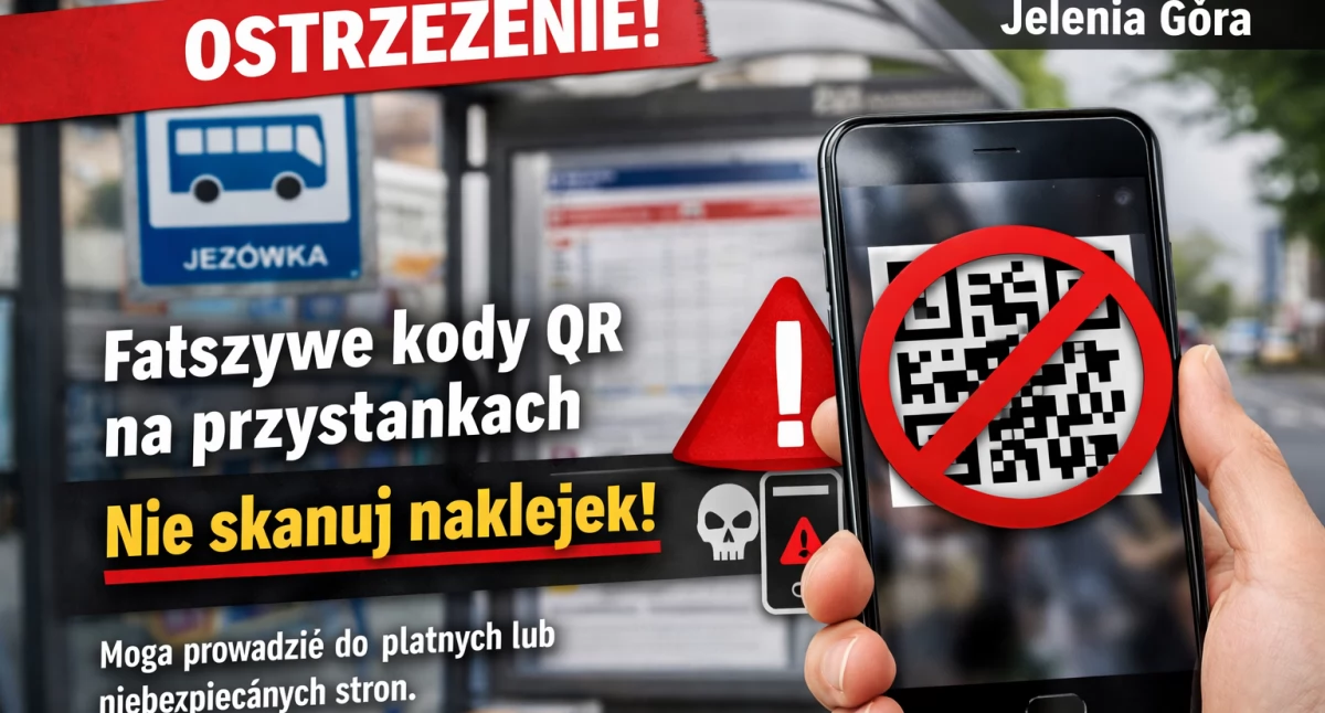 Ważne komunikaty, Fałszywe przystankach Jeleniej Górze ostrzega pasażerów - zdjęcie, fotografia