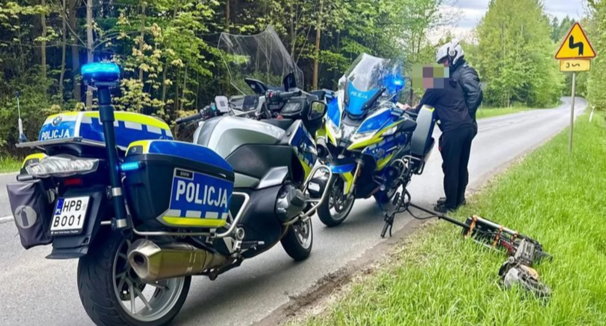 Interwencje, Hulajnogą drodze wojewódzkiej latek zatrzymany przez policję - zdjęcie, fotografia