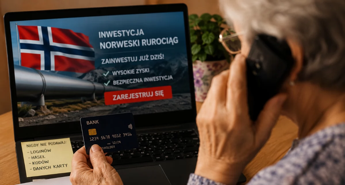 Kronika Kryminalna, Norweski rurociąg wypompował pieniądze konta seniorki - zdjęcie, fotografia