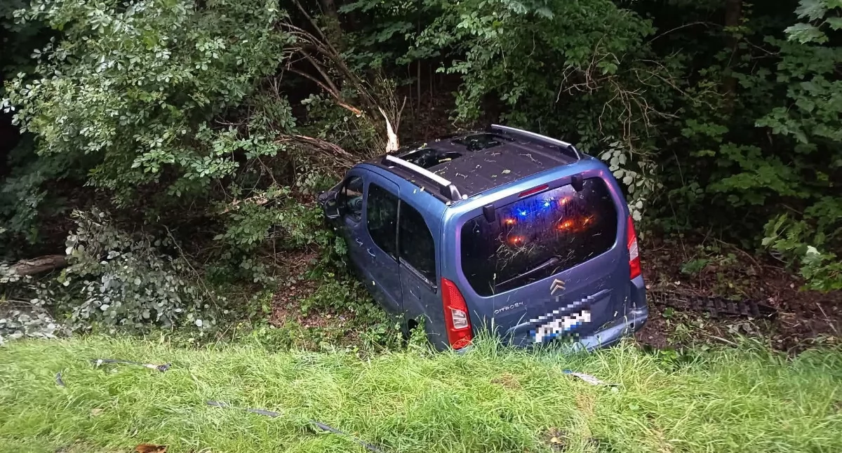 Wypadki drogowe, Groźny wypadek między Kaczorowem Wojcieszowem Citroen uderzył drzewo - zdjęcie, fotografia