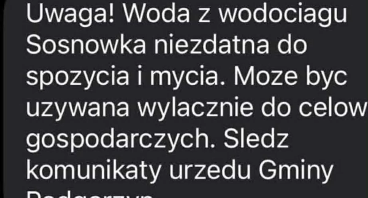 Z ostatniej chwili, Alert Podgórzyna  Woda niezdatna spożycia użytku domowego - zdjęcie, fotografia