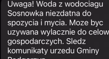Alert RCB dla Podgórzyna. Woda niezdatna do spożycia i użytku domowego